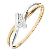 Channel Set Diamond Statement Ring in UK Hallmarked 9ct White and Yellow Gold